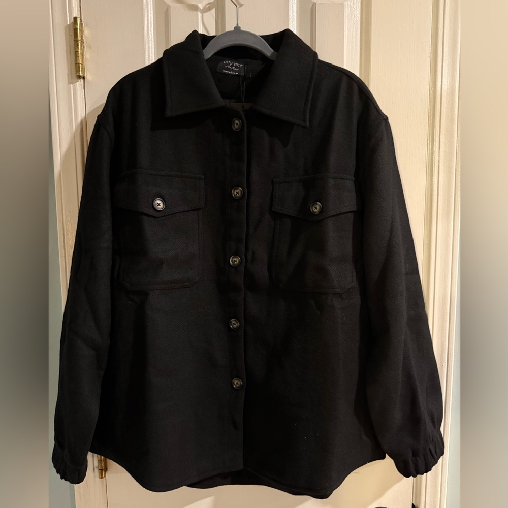 NWT Little Bipsy Adult Black Shacket Size L Button Front Jacket
